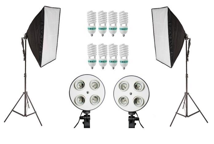 Kit de Iluminação para Estúdio Fotográfico com 2 Softbox