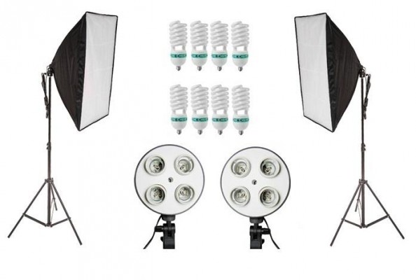 Kit de Iluminação para Estúdio Fotográfico com 2 Softbox