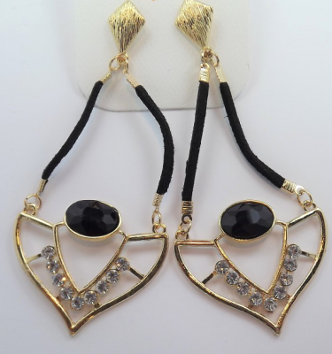 Brinco Bijuteria GM Golden Camurça Stone Strass