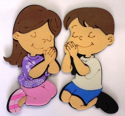 Casal Criança Orando 30cm