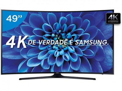 Smart TV LED Curva 49” Samsung 4K Ultra HD - 49KU6300 Conversor Digital 3 HDMI 2 USB