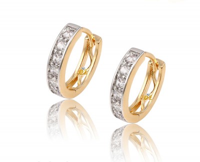 Brinco argola zirconia folheado ouro com detalhes rodio-92151