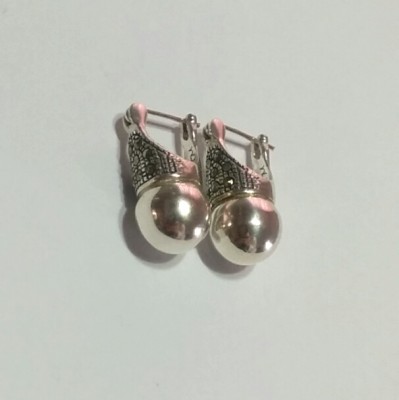 Brinco Lady Di Prata com Marcassita Medio