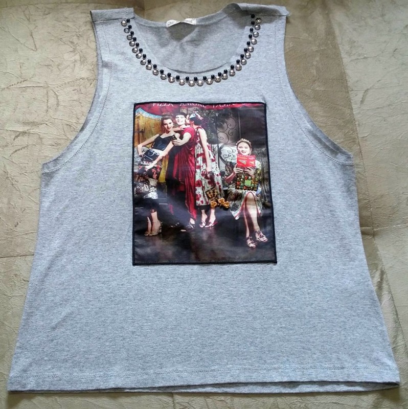 Camiseta cinza com foto, Tam M/G