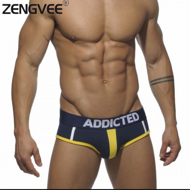 LANÇAMENTO - Cueca Sunga Addicted Convex Designer Trunks Azul e Amarelo Importado