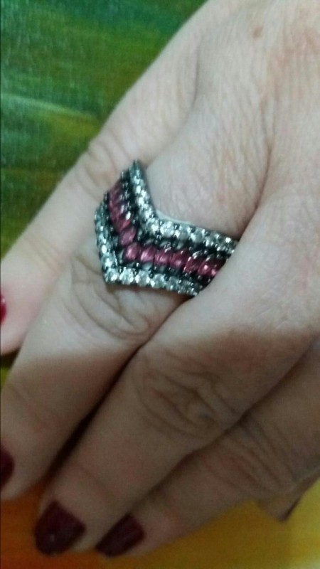 Anel Seta Rubi no Ródio Negro