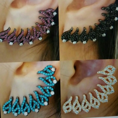 Brincos Ear Cuff Turquesa