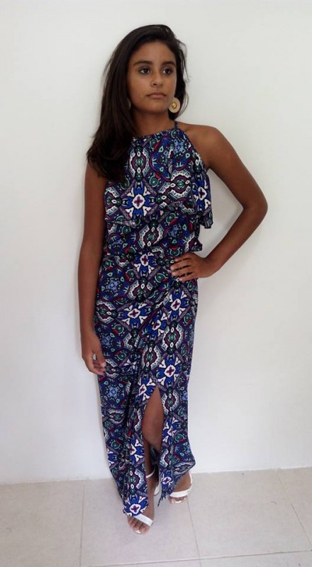 Vestido estampado com fenda, Tam M/G