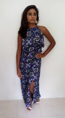 Vestido estampado com fenda, Tam M/G