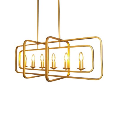 Pendente Retangular Dourado Fosco