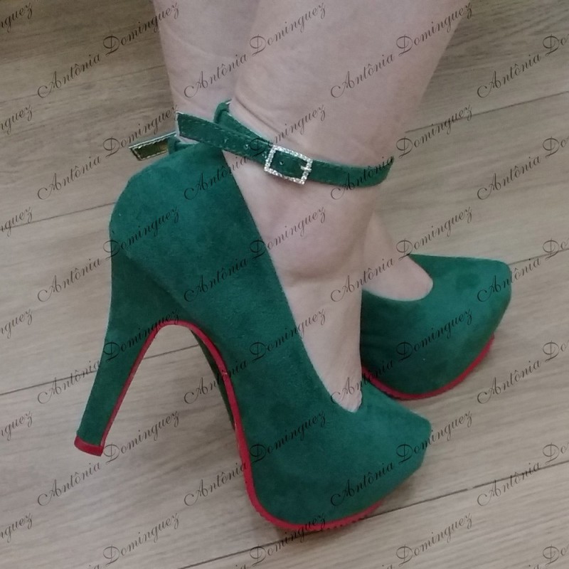 sapato salto verde