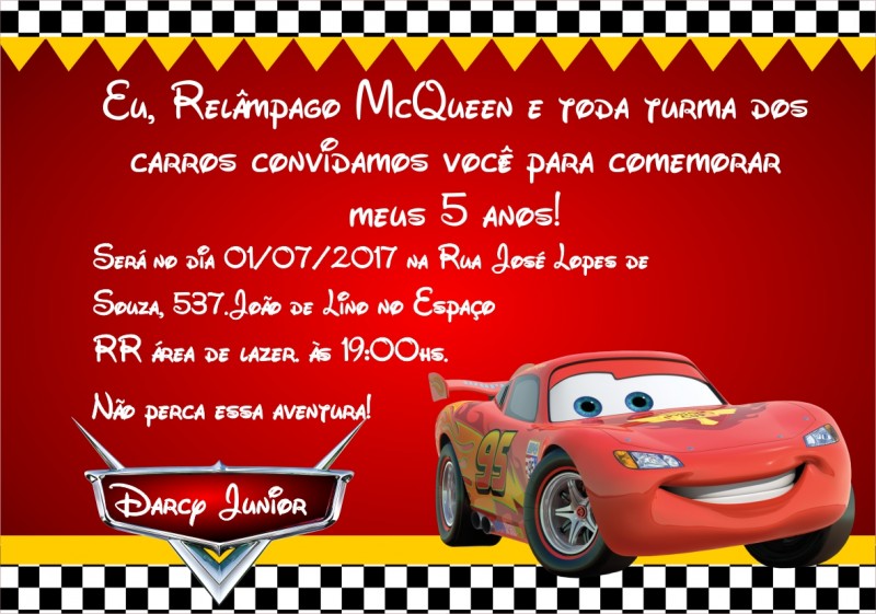 Convite Relâmpago McQueen