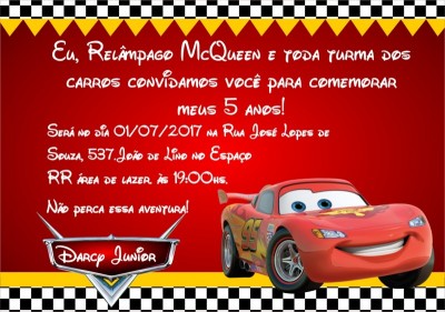 Convite Relâmpago McQueen