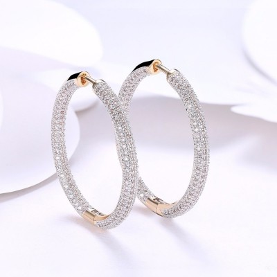 BRINCO ARGOLA ZIRCONIA FOLHEADO OURO COM RÓDIO