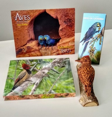 KIT: LIVRO AVES DO CERRADO, CALENDÁRIO 2021 AVES BRASILEIRAS, GUIA AVES DA CAATINGA E PICA - PAU DE TOPETE VERMELHO