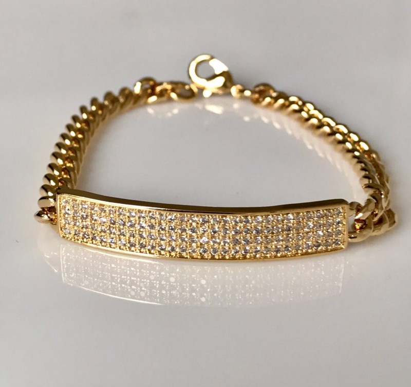 Pulseira corrente cravejada com microzircônias