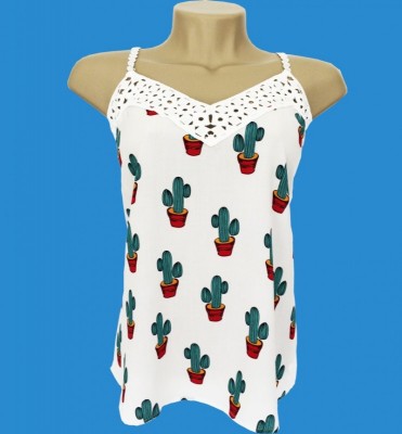 Blusa de Alça Estampada Cacto