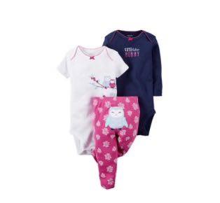 Conjunto 3 peças corujinha  menina Carters tamanho 12 meses