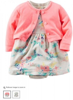 Vestido floral com cardigan Carters tamanho 12 meses