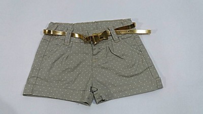 SHORTS BEGE ALGODAO/ELASTANO C/CINTO DOURADO COD 65108