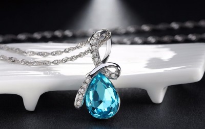 Colar Gota D´Água Azul - Frete Grátis