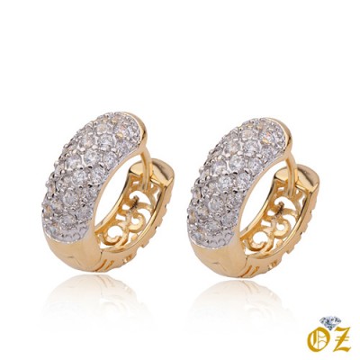 BRINCO DE ARGOLA ZIRCONE FOLHEADA-21696