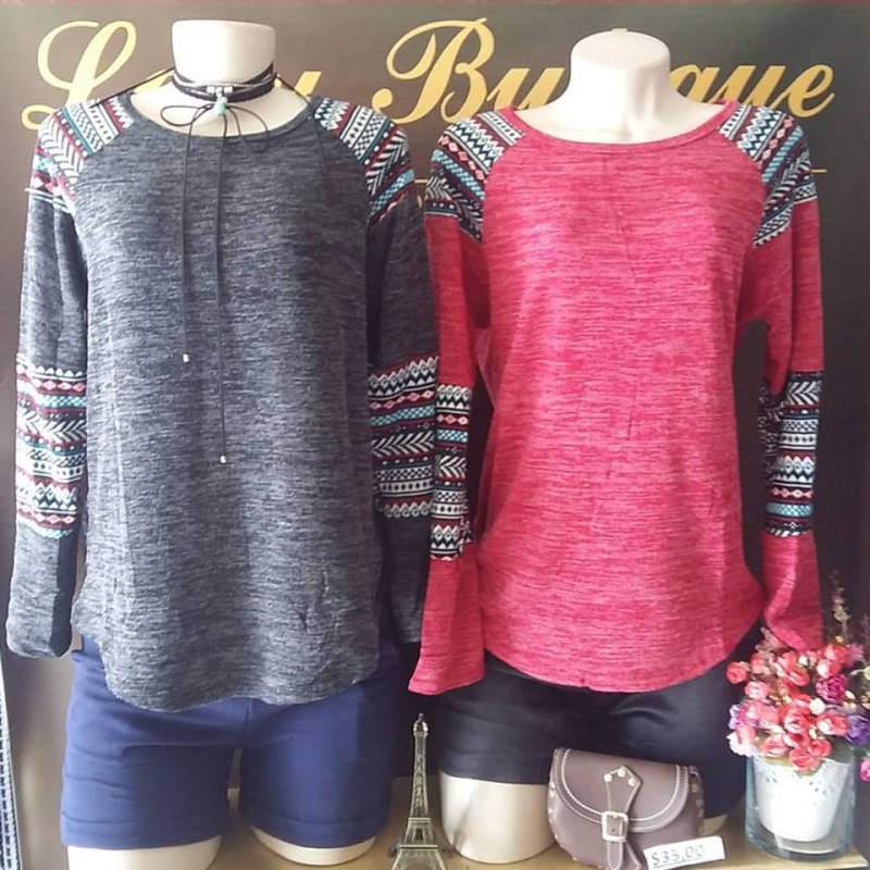 BLUSA DE LINHO COM DETALHE MOSAICO