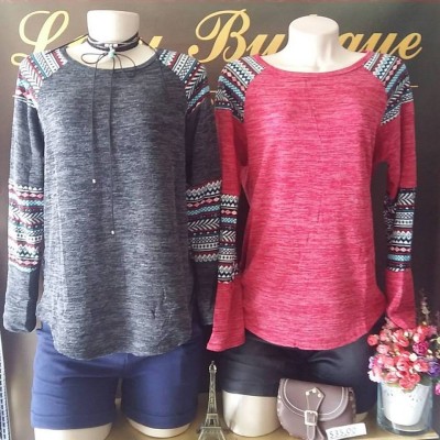 BLUSA DE LINHO COM DETALHE MOSAICO