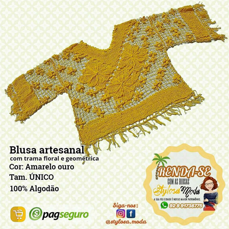 Blusa Confeccionada a mão AMARELA