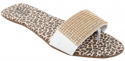Rasteira com Strass - BRANCO/ONÇA