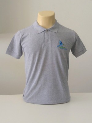 CAMISETA  MASCULINA  LOGO PROJETO JARDINS DA ARARA DE LEAR  BORDADA (CINZA)