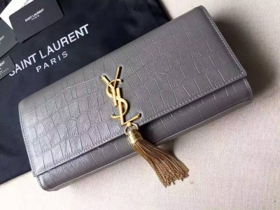YSL Croco c/pingente 27cm Preto e Cinza