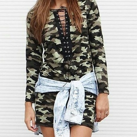VESTIDO CAMUFLADO MANGA LONGA
