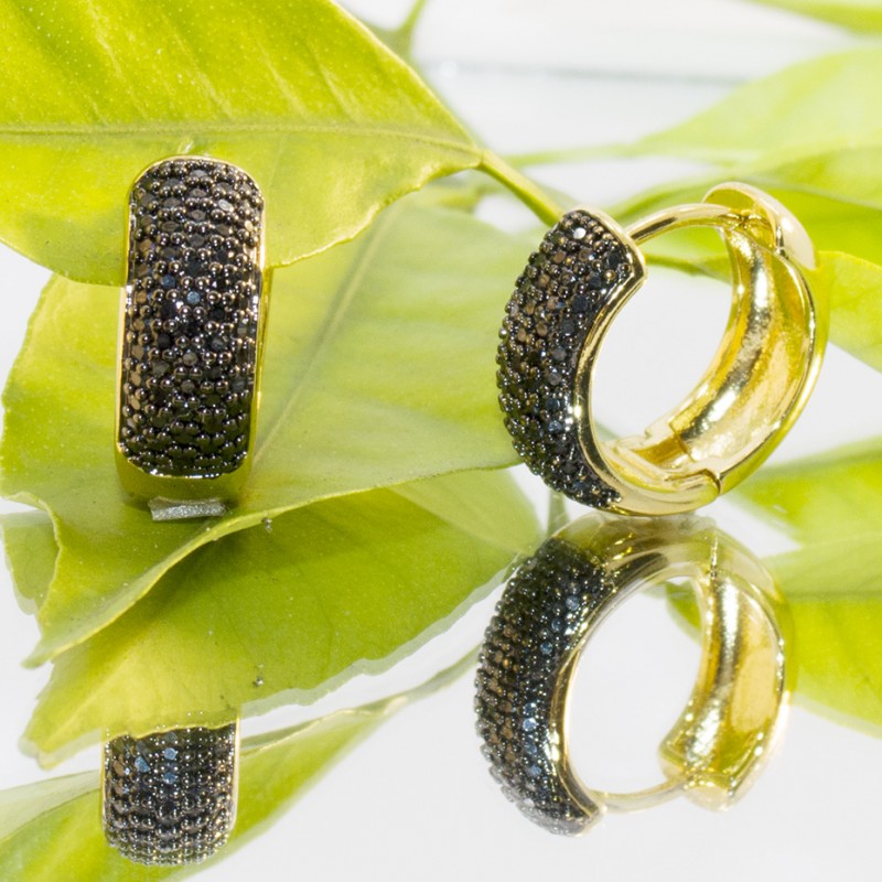 BRINCO ARGOLA ZIRCONIA NEGRA-101228N