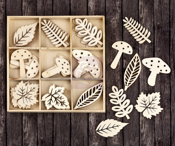 Wood Embellishments 36 pieces - Prima Marketing