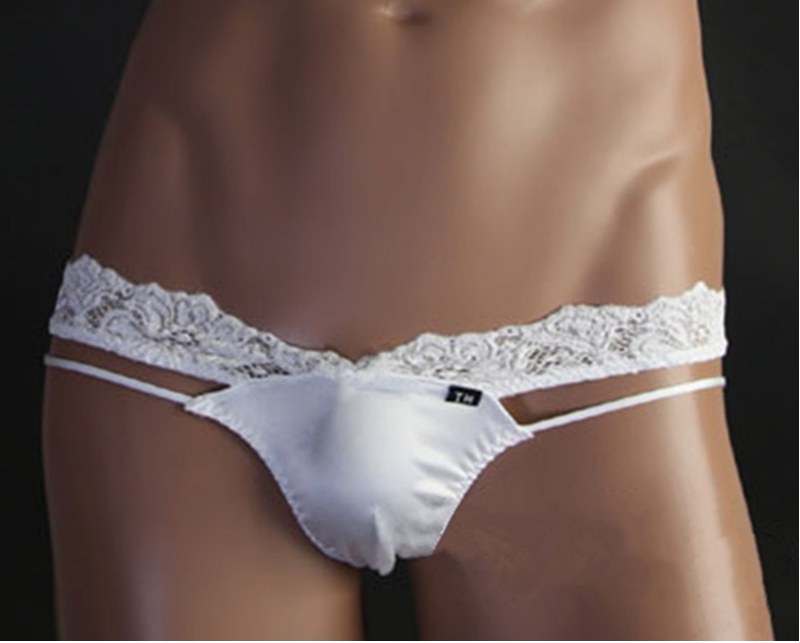 Cueca Calcinha Para Homens Cuelcinha Detalhe Rendas Branca