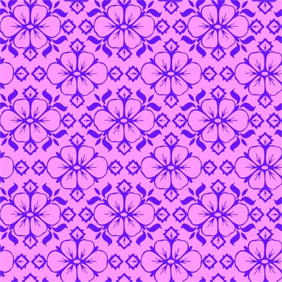 FLORAL Blue Purple Deep Rose White  Azul Roxo Rosa Profundo Branco