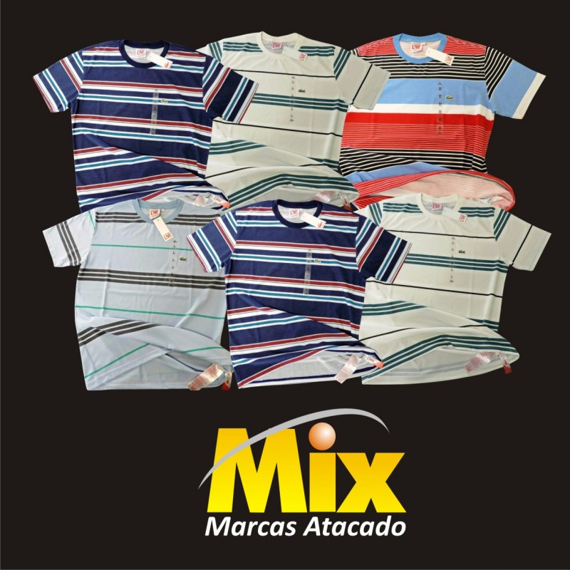 Lote de 10 Camisetas T.Shirts Lacoste listrada *R$ 31,00 cada* Modelos e tamanhos variados.