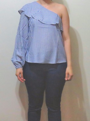 Camisa Listrada com manga única (VB8404)