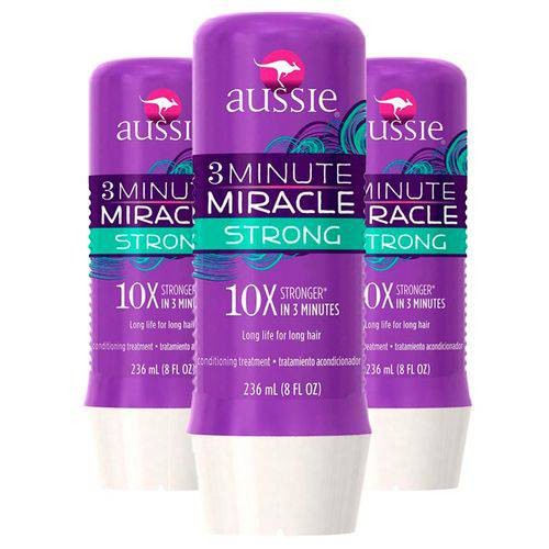 KIT C/ 3 CREMES DE TRATAMENTO AUSSIE STRONG - CABELOS 10X MAIS FORTE!