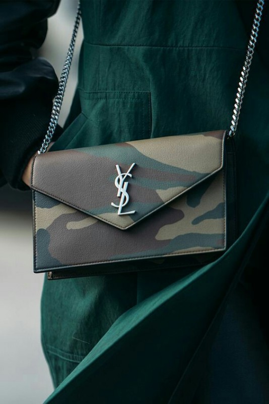 YSL bag clutch 22cm army