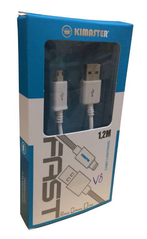 CABO V8 REFORÇADO PREMIUM BRANCO ENCARTELADO