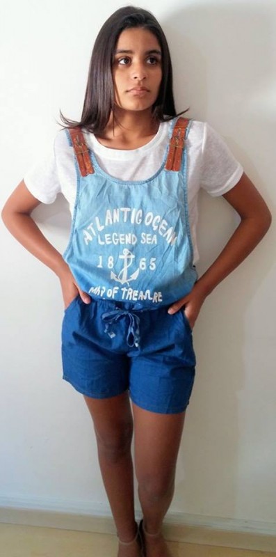 Macaquinho jeans, Tam G