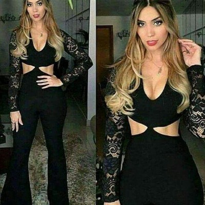 MACACÃO DE MALHA COM RENDA MANGA