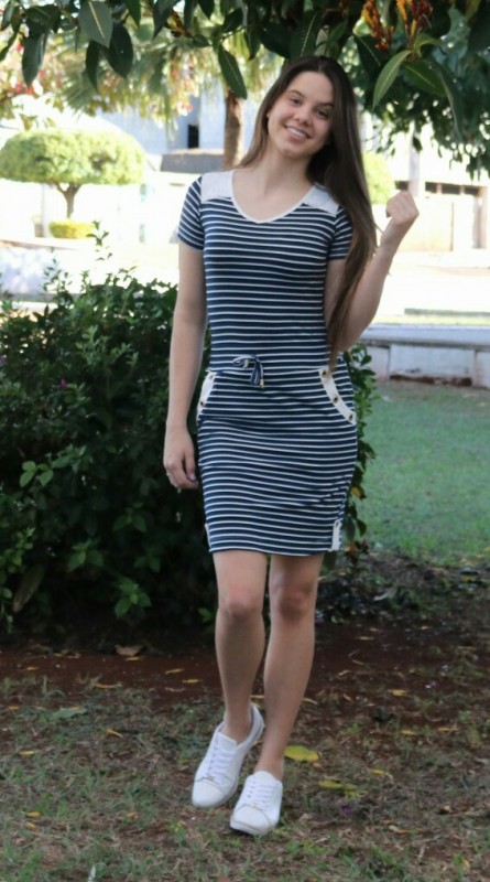 Vestido Malha Listrado