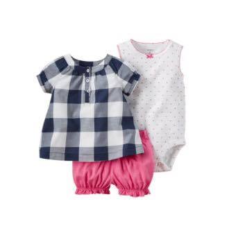 Conjunto 3 peças menina Carters tamanho 9 meses