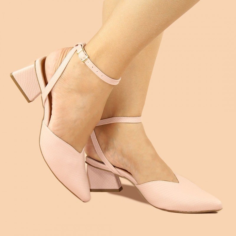 Scarpin Feminino Rose Bico Fino Mule Salto  - Ita Saltos Boutique - Triângulo Linha Confort