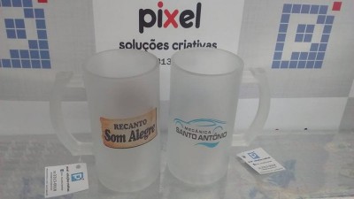 Caneca de Chopp de Vidro Jateado 475ml