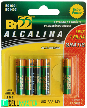 PILHA PALITO ALCALINA ENCARTELADA C/4+1 CLR03 AAA 1.5V
