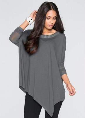 Blusa Manga Morcego Cinza
